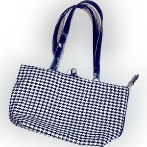 Zafra woven houndstooth handbag / purse brown suede lining